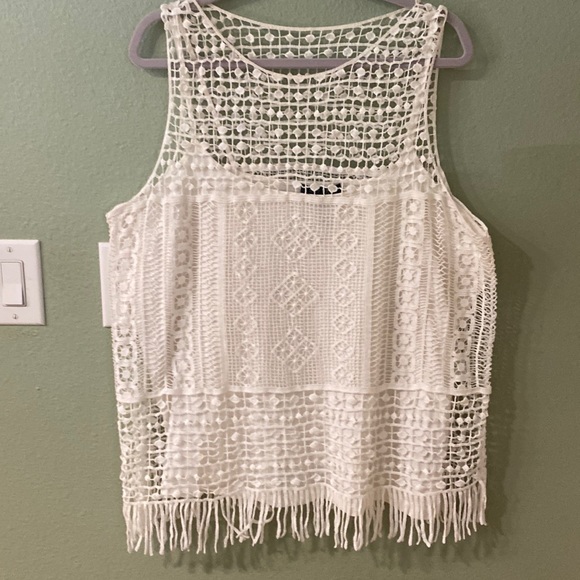 Lauren Ralph Lauren Tops - Lauren Ralph Lauren Fringed Lacy Top